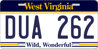 WV license plate DUA262