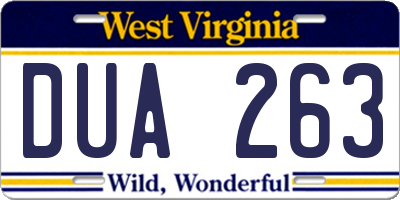 WV license plate DUA263