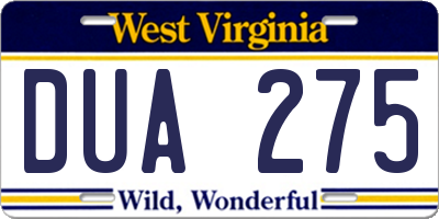 WV license plate DUA275