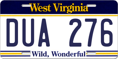 WV license plate DUA276