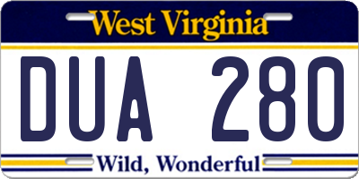 WV license plate DUA280