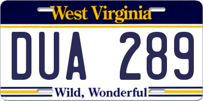 WV license plate DUA289