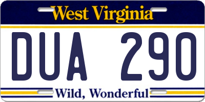 WV license plate DUA290