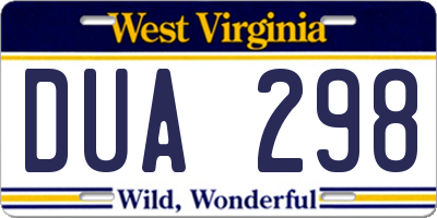 WV license plate DUA298