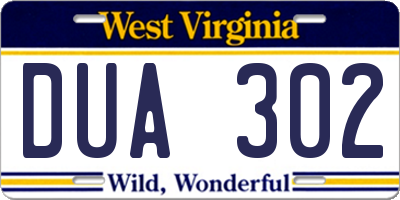 WV license plate DUA302