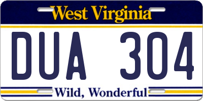 WV license plate DUA304