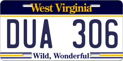 WV license plate DUA306