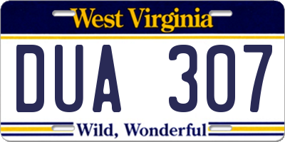 WV license plate DUA307