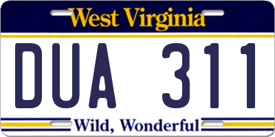 WV license plate DUA311