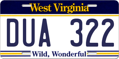 WV license plate DUA322