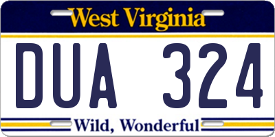 WV license plate DUA324