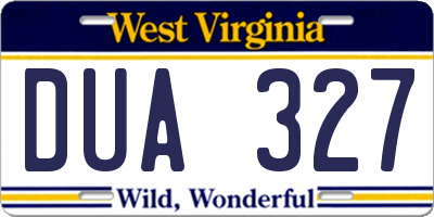 WV license plate DUA327