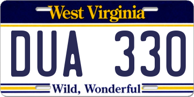 WV license plate DUA330