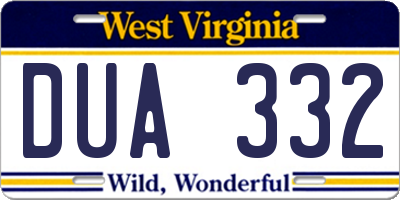 WV license plate DUA332