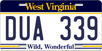 WV license plate DUA339