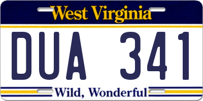 WV license plate DUA341