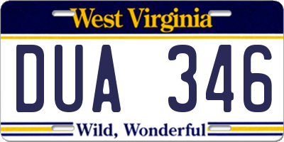 WV license plate DUA346