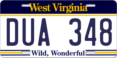 WV license plate DUA348