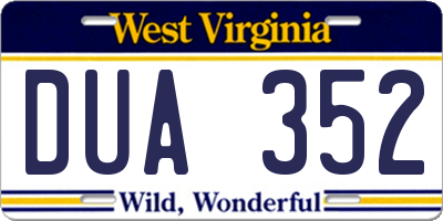 WV license plate DUA352