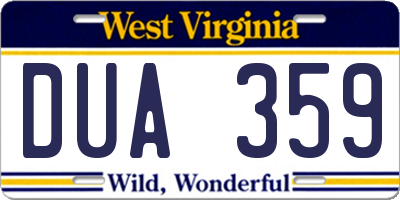 WV license plate DUA359