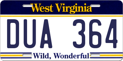 WV license plate DUA364