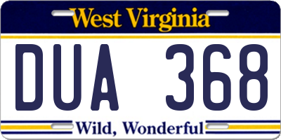 WV license plate DUA368