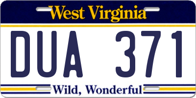 WV license plate DUA371