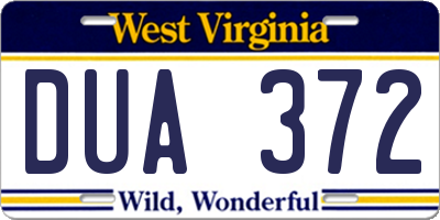 WV license plate DUA372