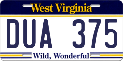 WV license plate DUA375