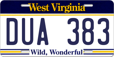 WV license plate DUA383