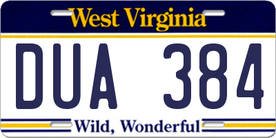 WV license plate DUA384