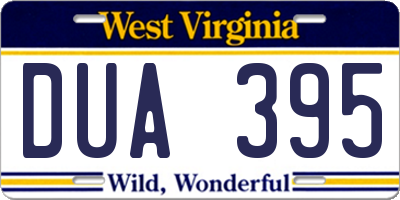 WV license plate DUA395