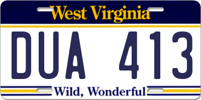 WV license plate DUA413