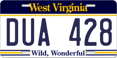 WV license plate DUA428