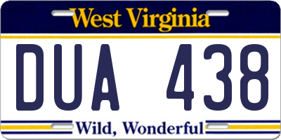 WV license plate DUA438