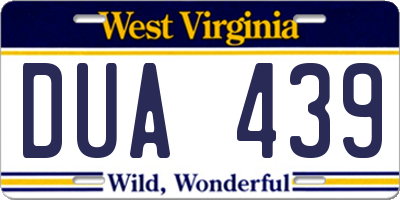 WV license plate DUA439