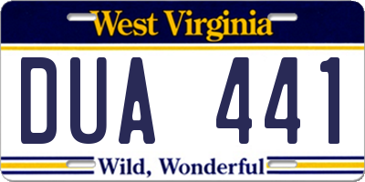 WV license plate DUA441