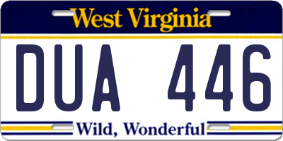 WV license plate DUA446
