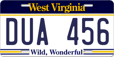 WV license plate DUA456
