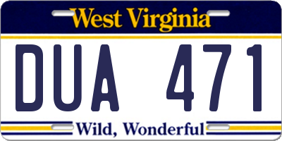 WV license plate DUA471