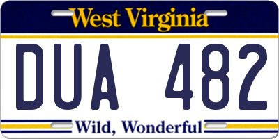 WV license plate DUA482