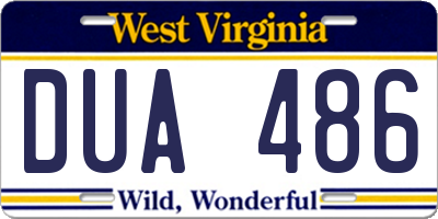 WV license plate DUA486