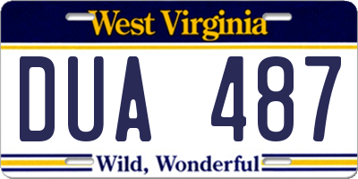 WV license plate DUA487