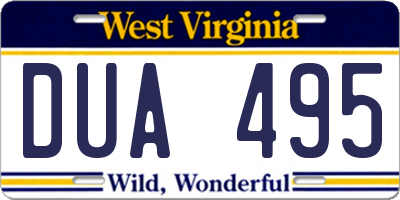 WV license plate DUA495