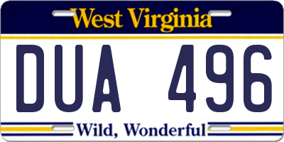 WV license plate DUA496