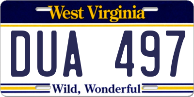WV license plate DUA497