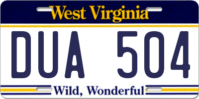 WV license plate DUA504