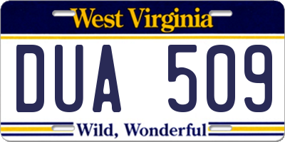 WV license plate DUA509