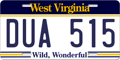 WV license plate DUA515