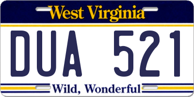WV license plate DUA521